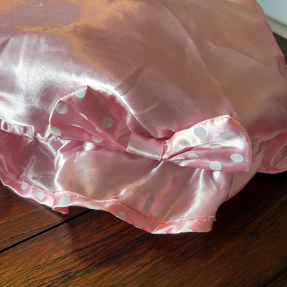 $4 Add-On Pink Shower Cap with Polkadot Bow Old-Fashioned Bathroom Decor